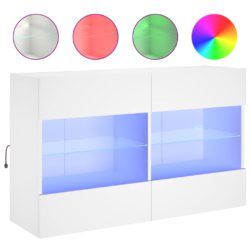 Vegghengt TV-benk med LED hvit 98,5x30x60,5 cm