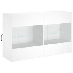 Vegghengt TV-benk med LED hvit 98,5x30x60,5 cm