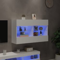 Vegghengt TV-benk med LED hvit 98,5x30x60,5 cm