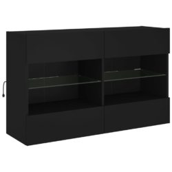 Vegghengt TV-benk med LED svart 98,5x30x60,5 cm