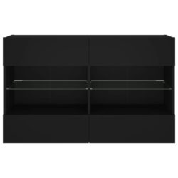 Vegghengt TV-benk med LED svart 98,5x30x60,5 cm