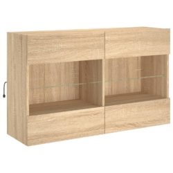 Vegghengt TV-benk med LED sonoma eik 98,5x30x60,5 cm