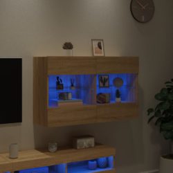 Vegghengt TV-benk med LED sonoma eik 98,5x30x60,5 cm