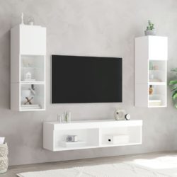 TV-benk med LED-lys hvit 60x30x30 cm