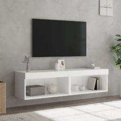 TV-benk med med LED-lys 2 stk hvit 60x30x30 cm