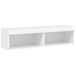 TV-benk med med LED-lys 2 stk hvit 60x30x30 cm