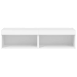 TV-benk med med LED-lys 2 stk hvit 60x30x30 cm