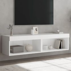 TV-benk med med LED-lys 2 stk hvit 60x30x30 cm