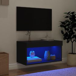 TV-benk med LED-lys svart 60x30x30 cm