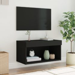 TV-benk med LED-lys svart 60x30x30 cm