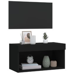 TV-benk med LED-lys svart 60x30x30 cm