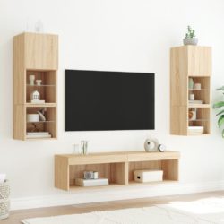 TV-benk med LED 2 stk sonoma eik 60x30x30 cm