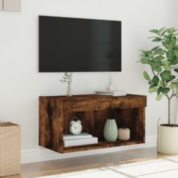 TV-benk med LED røkt eik 60x30x30 cm