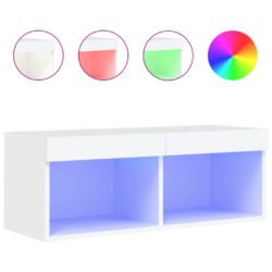 TV-benk med LED-lys hvit 80x30x30 cm