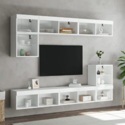 TV-benk med LED-lys hvit 80x30x30 cm