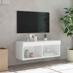 TV-benk med LED-lys hvit 80x30x30 cm