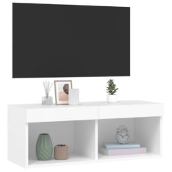 TV-benk med LED-lys hvit 80x30x30 cm