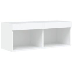 TV-benk med LED-lys hvit 80x30x30 cm