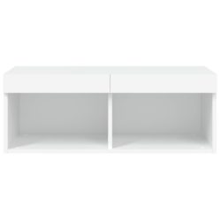 TV-benk med LED-lys hvit 80x30x30 cm