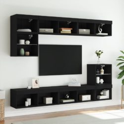 TV-benk med LED-lys svart 80x30x30 cm