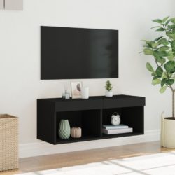 TV-benk med LED-lys svart 80x30x30 cm