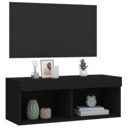 TV-benk med LED-lys svart 80x30x30 cm