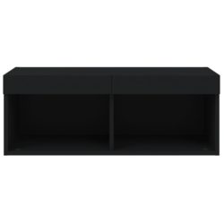 TV-benk med LED-lys svart 80x30x30 cm