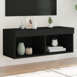 TV-benk med LED-lys svart 80x30x30 cm