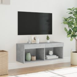 TV-benk med LED-lys betonggrå 80x30x30 cm