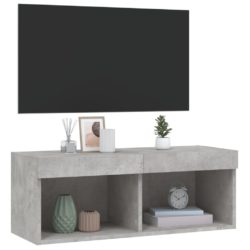 TV-benk med LED-lys betonggrå 80x30x30 cm