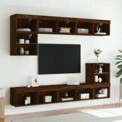 TV-benker med LED-lys 2 stk brun eik 80x30x30 cm