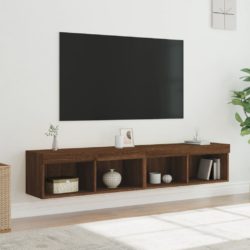 TV-benker med LED-lys 2 stk brun eik 80x30x30 cm