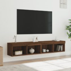 TV-benker med LED-lys 2 stk brun eik 80x30x30 cm