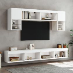 TV-benk med LED hvit 100x30x30 cm