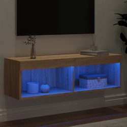 TV-benker med LED-lys 2 stk sonoma eik 100x30x30 cm