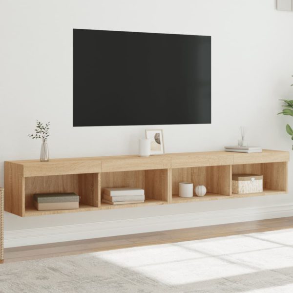 TV-benker med LED-lys 2 stk sonoma eik 100x30x30 cm