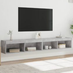 TV-benker med LED-lys 2 stk betonggrå 100x30x30 cm