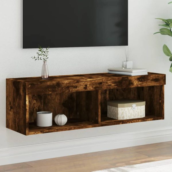 TV-benker med LED-lys 2 stk røkt eik 100x30x30 cm