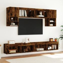 TV-benker med LED-lys 2 stk røkt eik 100x30x30 cm