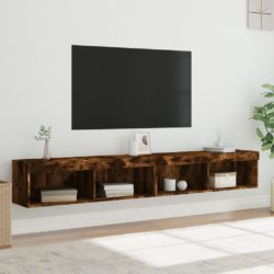 TV-benker med LED-lys 2 stk røkt eik 100x30x30 cm