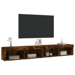 TV-benker med LED-lys 2 stk røkt eik 100x30x30 cm