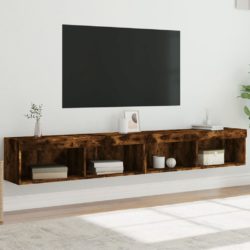 TV-benker med LED-lys 2 stk røkt eik 100x30x30 cm