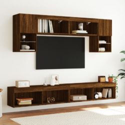 TV-benker med LED-lys 2 stk brun eik 100x30x30 cm