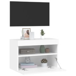 Vegghengt TV-benk med LED hvit 60x30x40 cm