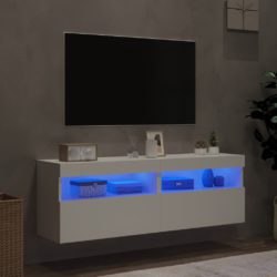 Vegghengte TV-benker med LED 2 stk hvit 60x30x40 cm