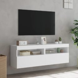 Vegghengte TV-benker med LED 2 stk hvit 60x30x40 cm