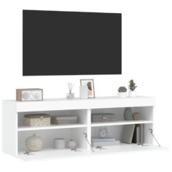 Vegghengte TV-benker med LED 2 stk hvit 60x30x40 cm