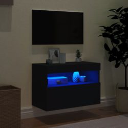 Vegghengt TV-benk med LED svart 60x30x40 cm