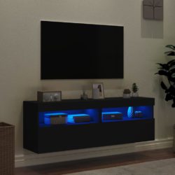 Vegghengte TV-benker med LED 2 stk svart 60x30x40 cm