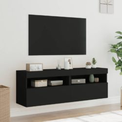 Vegghengte TV-benker med LED 2 stk svart 60x30x40 cm